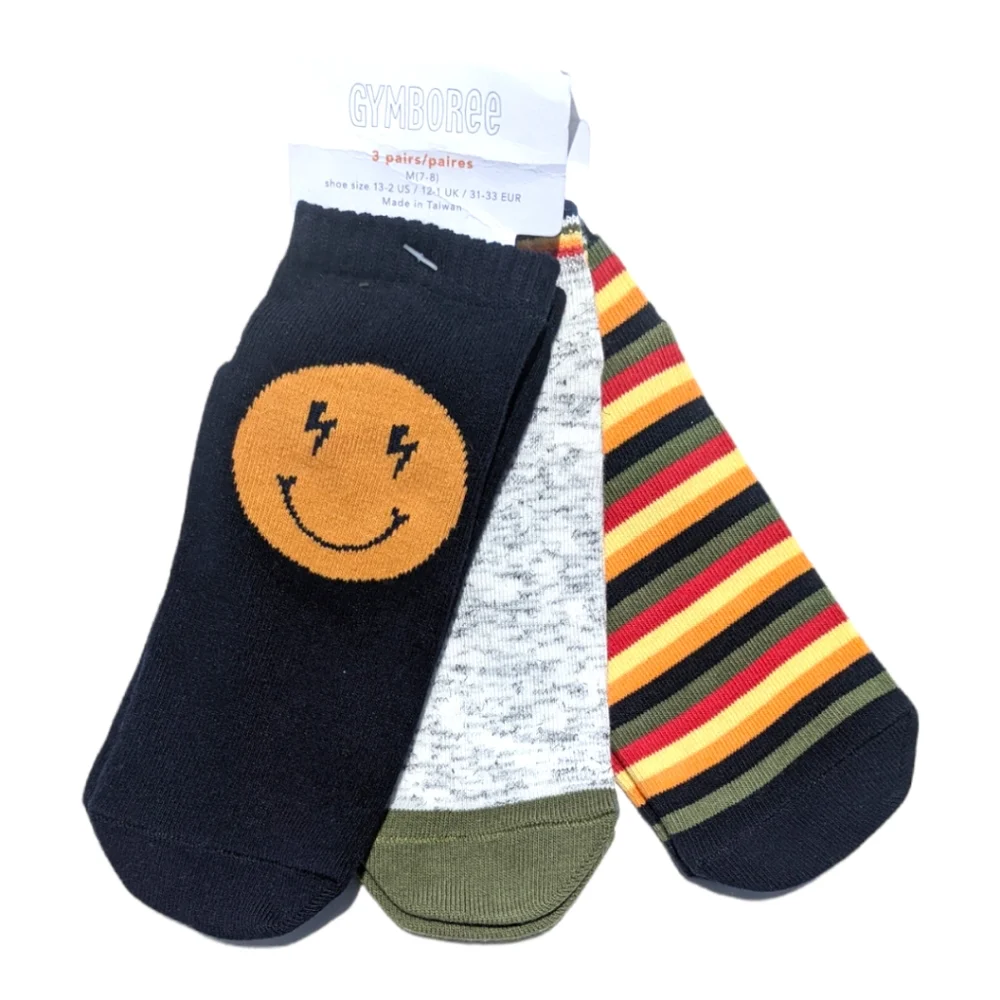 Gymboree Boys Happy Face/Stripes Ankle Socks (3)